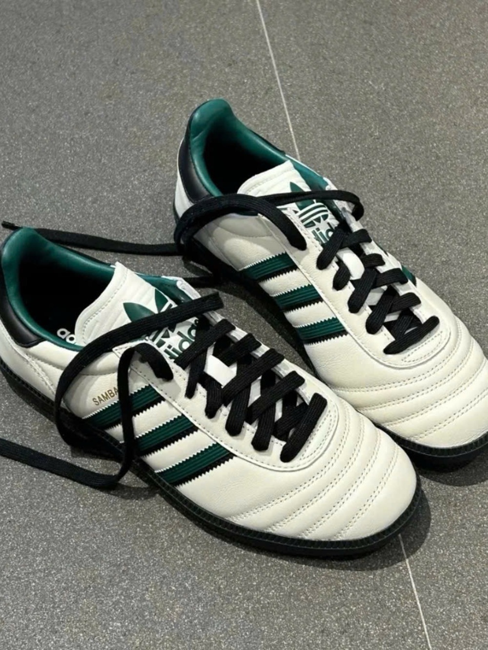 adidas Samba Sneakers in White, Green & Black